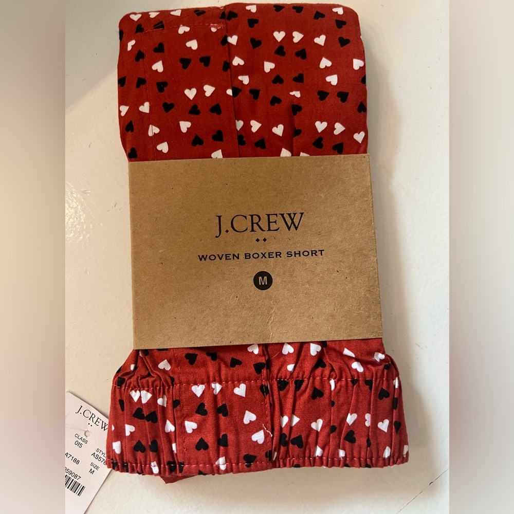 NWT J.Crew boxers with hearts on them. Size medium